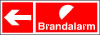 Sikkerhedsskilt Brandalarm med retningsangivelse