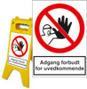 a-board skiltestander med sikkerhedsskilt
